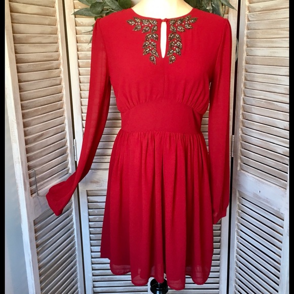 Dresses & Skirts - RED DRESS SILK BLEND WITH BEADING